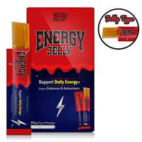Energy Jelly Caffeine Sticks - Edible Gel Chews, Squeeze Tubes for Sports Endurance, Strength & Stamina with Electrolytes, Organic Agave, Taurine & Vitamin B12 200 mcg - Red Bull Flavor (10 Count)