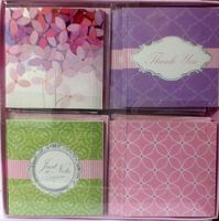 Spa Day ~ 16 Blank Designer Mini Notecards ~ 2 3/4" ~ 4 Each of 4 Designs ~ Thank You & Just a Note
