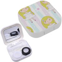 Portable Contact Lens Case Box Travel Kit Mirror + Bottle + Tweezers Container Holder [ Cute Little Girl ]