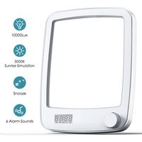 CrazyFire Light Therapy Lamp,Sun Lamp with 10000 Lux,Sunrise Alarm Clock with 6 Alarm Sounds,Snooze Function,20 Brightness and Standing Bracket,Happy Light for Home and Office Use