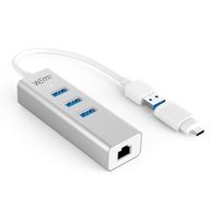 WEme Ethernet Adapter 2 in 1 USB C to Gigabit Ethernet Converter, Compatible Thunderbolt 3, Aluminum USB 3.0 RJ45 Network Adapter with 3 Port Hub for PC, Mac, Linux, MacBook Air, Windows Surface Pro