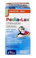 Pedia-Lax Oral Saline Laxative | Gentle & Safe Constipation Relief for Kids | Watermelon Flavor | 30 Chewable Tablets | Pack of 24