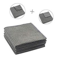 Microfiber Dish Cloths High Absorbent Dish Rags for Kitchen Cleaning Wash Cloth Towels with Scrub Side, Lint Free, Fast Drying (Gray-4pack, 12inch x 12inch)