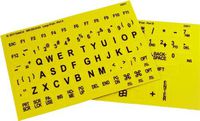 Braille and Large Print English Letters Computer Keyboard Stickers - Overlays - Labels for the Blind and Visually Impaired (Black Letters on Yellow Background)