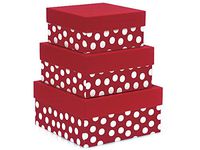 POLKA DOT RED Nested BoxesLARGE 3 Piece Square Gift Boxes (3 unit, 1 pack per unit.)