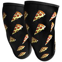 Aklivity Pizza Slice Design on 7mm Knee Compression Sleeves for Powerlifting, Weightlifting, Crossfit, for Men & Women (Large)