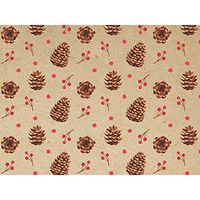 Kraft Pinecones 30" x 150' Gift Wrap Roll