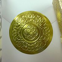 2" Round Gold Medallion Embossed Foil Seal Stickers, Medallion Holiday Seal - 50 pcs