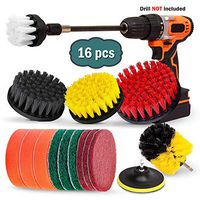 16 Piece Drill Brush Attachments Set, 5 Inch Scrub Pads & Sponge, Buddy Pro Power Scrubber Brush Kit with Extend Long Attachment All Purpose Clean for Grout, Carpet, Tile, Sink, Bathtub, Kitchen, Boat