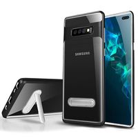 Grotech Galaxy S10 Plus Kickstand Case, Clear Holder Hard PC Soft TPU Bumper Dual Layer Shockproof Slim Fit for Samsung Galaxy S10 Plus (Black)