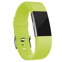iGK Replacement Bands Compatible for Fitbit Charge 2, Adjustable Replacement Bands with Metal Clasp Classic Edition Green Yellow Large