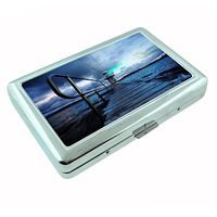 Perfection In Style Silver Cigarette Case Metal Wallet Holds 16 Cigarettes RFID Theft Protection Light House Design 004