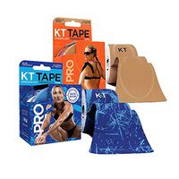 KT Tape PRO Precut 40-Strip Synthetic Kinesiology Tape Two-Roll Bundle - Stealth Beige & Ice Crystals