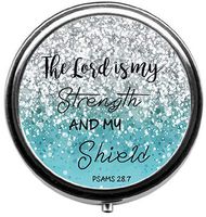 Eareeco - Blue Snowflake Background Round Pill Case/Pill Box/Pill Case/Case- Three-Compartment Pill Box/Pill Case