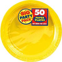 Big Party Pack Paper Plates | 9" | Sunshine Yellow | Pack of 50 | Party Supply