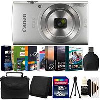 Canon PowerShot IXUS/ELPH 180 8X Optical Zoom Ultra Slim Digital Camera with Photo Editing Software Bundle