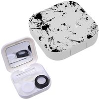 Portable Contact Lens Case Box Travel Kit Mirror + Bottle + Tweezers Container Holder [ Paint Splatter ]