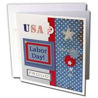 Patriotic Stars and Words, Labor Day - Greeting Cards, 6 x 6 inches, set of 6 (gc_130962_1)