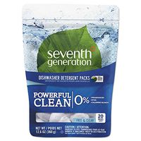 UNILEVER US, INC. Natural Dishwasher Detergent Concentrated Packs, Free & Clear, 20 Packets/Pack, New