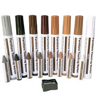 PHD Furniture Repair Markers and Wax Sticks with Sharpener for Stains, Scratches, Wood Floor, Tables, Desks 17-Piece Furniture Touch Up Set Maple, Oak, Cherry, Walnut, Grey, White, Black, Mahogany