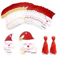 Udefineit 200PCS Christmas Santa Claus Gift Tags, 2 Xmas Gift Tags with Cute Smile, Hanging Santa Tags for Christmas Holiday Present Wrap Stamp & Label Package Name Card