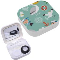 Portable Contact Lens Case Box Travel Kit Mirror + Bottle + Tweezers Container Holder [ Sea Elements ]