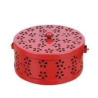 LIOOBO Retro Mosquito Coil Holder Burner Portable Mosquito Incense Burner Holder Box with Handle (Red)