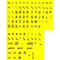 Large Print Key-Top Stickers - Black On Yellow Background, Non-Transparent Oversized Characters Keyboard Stickers for the Visually Impaired and Low Vision