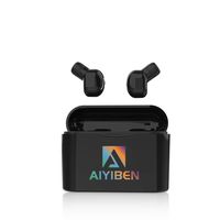 Bluetooth Headset,AIYIBEN Dual Wireless Headphones Mini Stereo Earbuds Call and Listen to Music Built-in Noise Cancelling Mic and Charging Case for Smart Phones (Black)