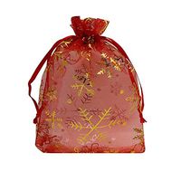 Ankirol 100pcs Christmas Organza Favor Bags Snowflake Jewelry Candy Gift Bags Samples Display Drawstring Pouches (red, 3.5x4.5)