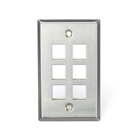 Leviton 43080-1S6 QuickPort Wallplate, Single Gang, 6-Port, Stainless Steel