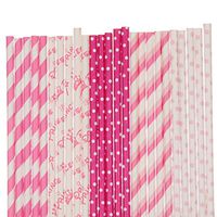 Pink Princess Paper Straw Mix - Hot Pink and Pink (25)