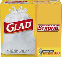 Glad Tall Kitchen Trash Bags, White, 13 Gal  80 Ct