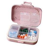 bjduck99 3/6 Slots Moisture-proof Pill Box Medicine Storage Case Travel Drug Organizer - Pink 6 Compartments