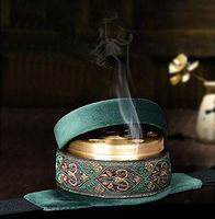 Moxibustion Box Green Velvet Portable Moxa Box Chinese Moxa Sticks Burner Copper Tank Therapy Sub-Health Smokeless Wormwood Box Heating Massage -2 Box