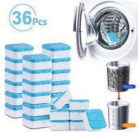 TeeBetter Solid Washing Machine Cleaning Tablets Washer Cleaner Effervescent Tablets for Front & Top Loader Deep Cleaning Remover for Home Bath Room Kitchen (36 PCS)