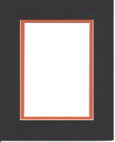 Pack of 5 11x14 Black & Orange Double Picture Mats Cut for 8x10 Pictures