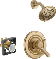 Delta Faucet Lahara 17 Series Dual-Function Shower Trim Kit with 5-Spray Touch-Clean Shower Head, Champagne Bronze T17238-CZ (Valve Included)