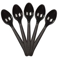 JAM PAPER Premium Utensils Party Pack - Plastic Spoons - Black - 48 Disposable Spoons/Pack