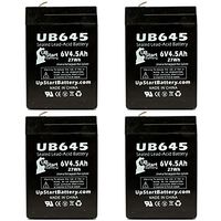 4 Pack Replacement for Surelite RB12V6 Battery - Replacement UB645 Universal Sealed Lead Acid Battery (6V, 4.5Ah, 4500mAh, F1 Terminal, AGM, SLA) - Includes 8 F1 to F2 Terminal Adapters
