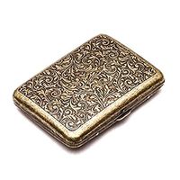 Mexidi Metal Cigarette Case Box, Retro Double Sided Spring Clip Open Pocket Holder for 18 Cigarettes (Bronze)