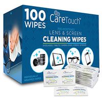 Care Touch Pre-Moistened Lens Cleaning Cloths | 100 Individually Wrapped Wipes | Great for Eyeglasses, Tablets, Lenses, and Other Delicate Surfaces