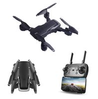 Hengfuntong-Elec Foldable FPV Drone with 1080P Camera, WiFi RC Quadcopter, Wide-Angle Live Video/Voice Control/Gravity Sensor/3D Flips Headless Mode/One Key Take Off/Landing Black
