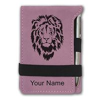 Mini Notepad, Lion Head, Personalized Engraving Included (Pink)