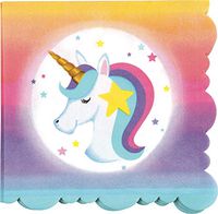 Iconikal Scalloped Disposable Dinner Party Napkins, Unicorn Star, 85-Count