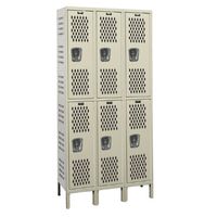 Hallowell U3258-2HV-A-HG Heavy-Duty Ventilated (HDV) Locker, 36" Width x 15" Depth x 78" Height, Double Tier, 3-Wide, Assembled, 725 Gray