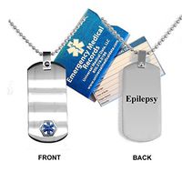Epilepsy Medical Alert ID Dog Tag Pendant in Anodized Titanium