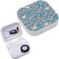 Portable Contact Lens Case Box Travel Kit Mirror + Bottle + Tweezers Container Holder [ Wave Wavy ]
