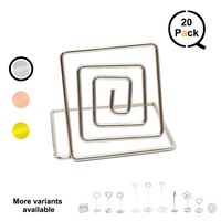 QLLY Wire Shape Place Card Holder Stands, Table Name Number Holders, Paper Menu Picture Memo Note Photo Clip Holder Food Signs for Weddings, Dinner, Parties(20 Pack) (Silver)