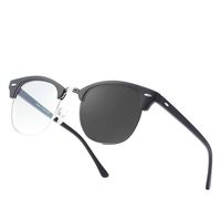 Kimorn Photochromic Blue Light Blocking Glasses Semi Rimless Frame Filter Blue Ray Computer Game Eyewear KS101 (Glossy Black Silver Frame/Photochromic Lenses)